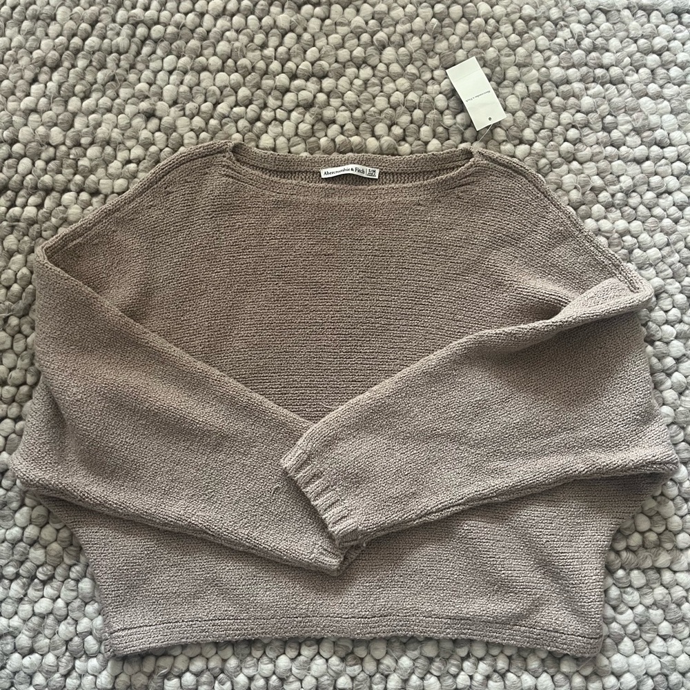 Abercrombie Boat Neck Cozy Brown Knit Sweater